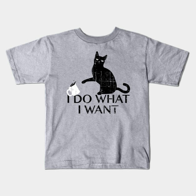Vintage I Do What I Want Funny Black Cat Kids T-Shirt by Mesrabersama